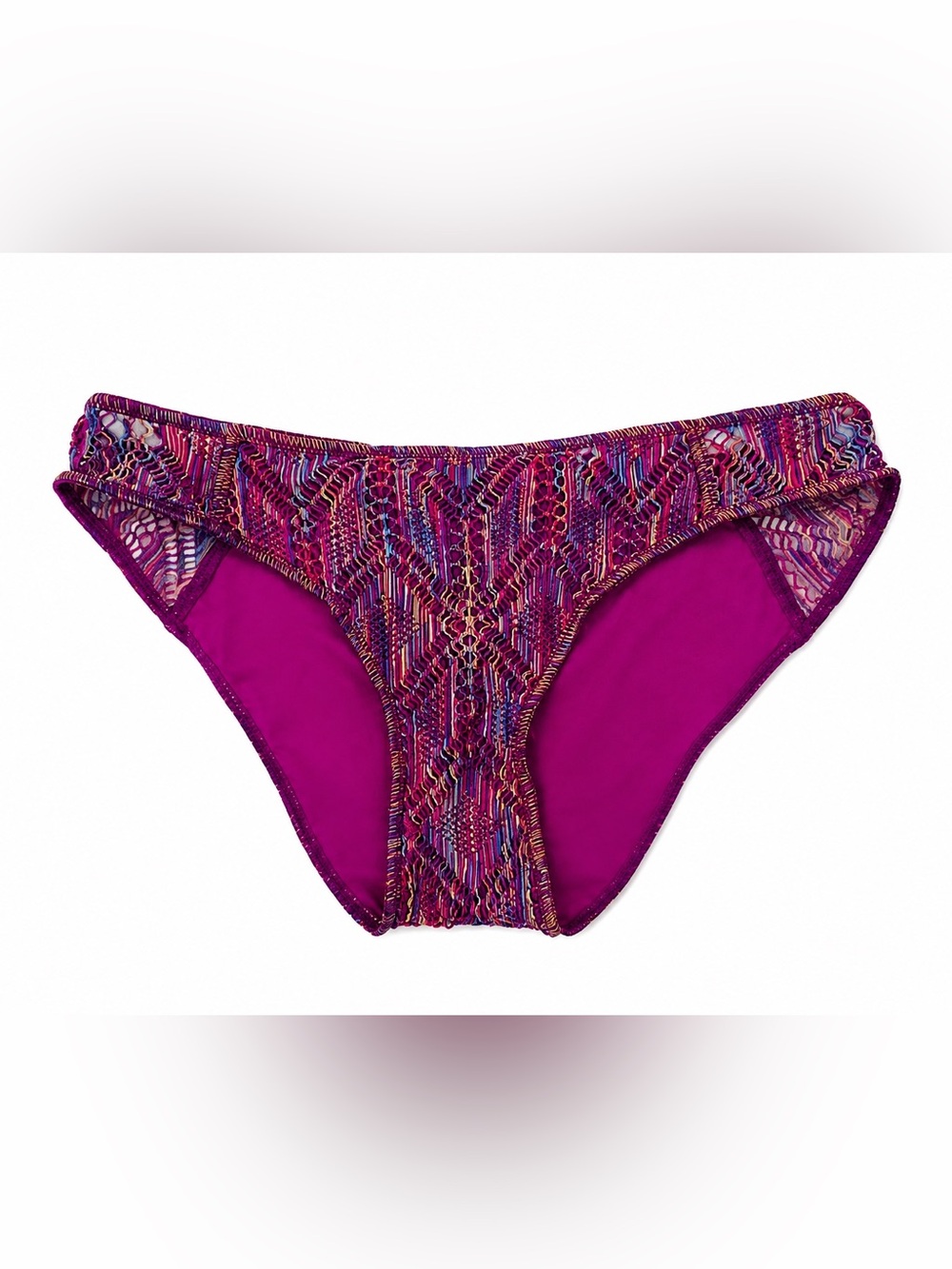 BECCA Crochet Bikini Bottoms Pink Purple Multicolor Size Small Boho